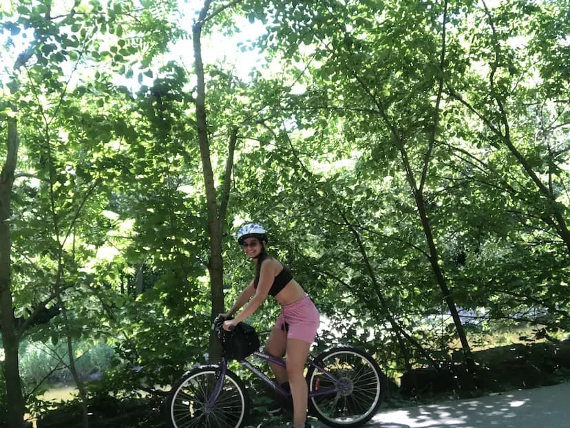 Andrea on a bike